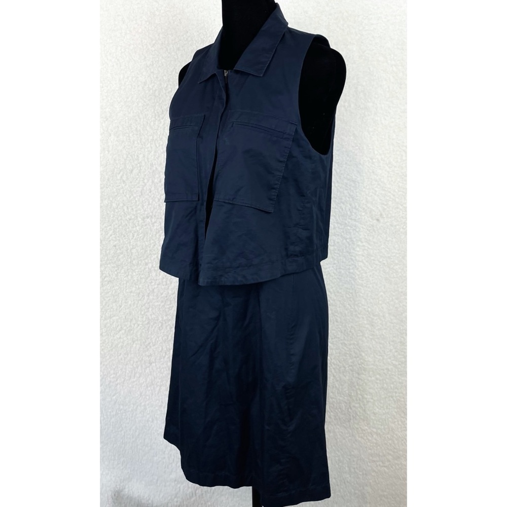 THEORY • Navy Blue Gemine Sleeveless Tiered A-Line Mini Dress, 4 - Picture 7 of 16